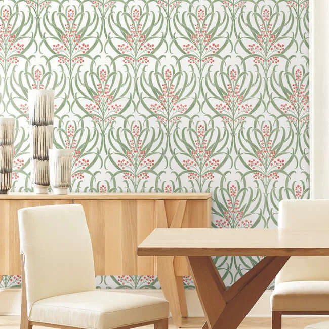 Ronald Redding Calluna - White & Berry Metallic Wallpaper | Buy Online Ronald Redding Calluna wallpaper, color White & Berry Metallic, SKU AC9141