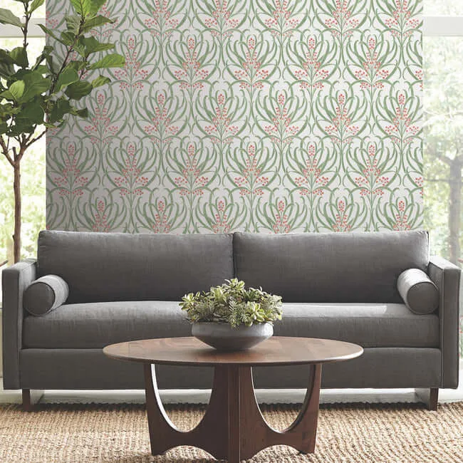 Ronald Redding Calluna - White & Berry Metallic Wallpaper | Buy Online Ronald Redding Calluna wallpaper, color White & Berry Metallic, SKU AC9141