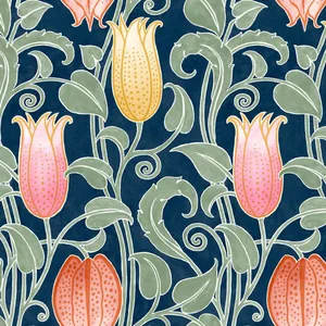 Ronald Redding Canterbury Bells wallpaper, color Navy, SKU AC9203