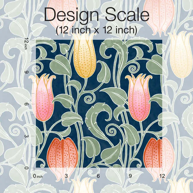 Ronald Redding Canterbury Bells - Navy Wallpaper | Buy Online Ronald Redding Canterbury Bells wallpaper, color Navy, SKU AC9203