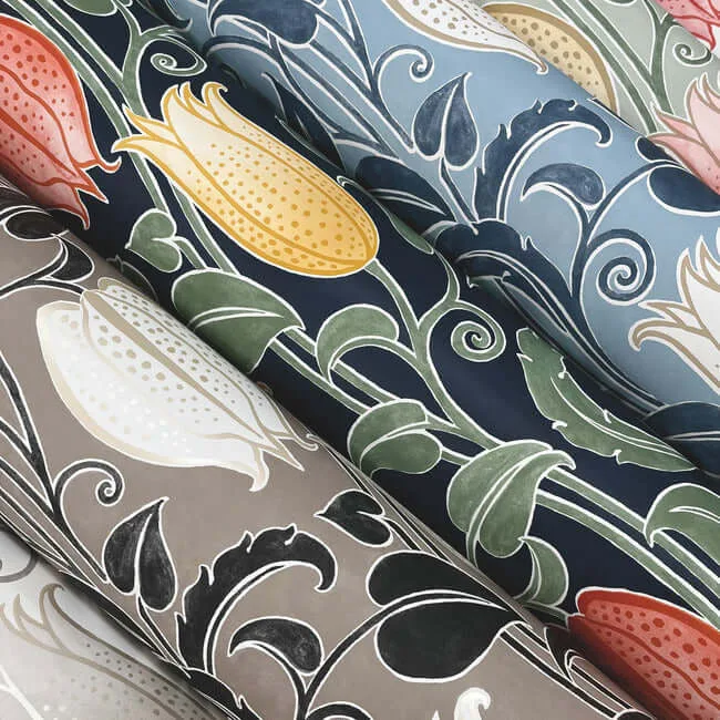 Ronald Redding Canterbury Bells - Navy Wallpaper | Buy Online Ronald Redding Canterbury Bells wallpaper, color Navy, SKU AC9203