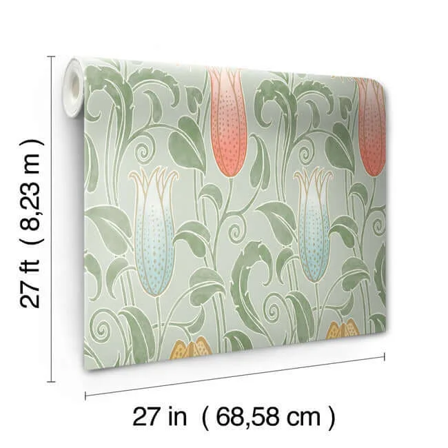 Ronald Redding Canterbury Bells - Sage Wallpaper | Buy Online Ronald Redding Canterbury Bells wallpaper, color Sage, SKU AC9202