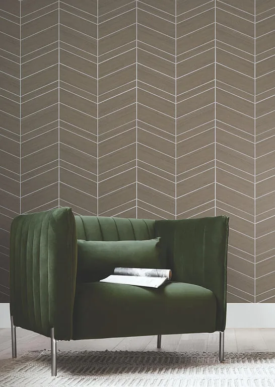 Ronald Redding Chevron Abaca wallpaper, color Cinnamon, SKU YGL7024