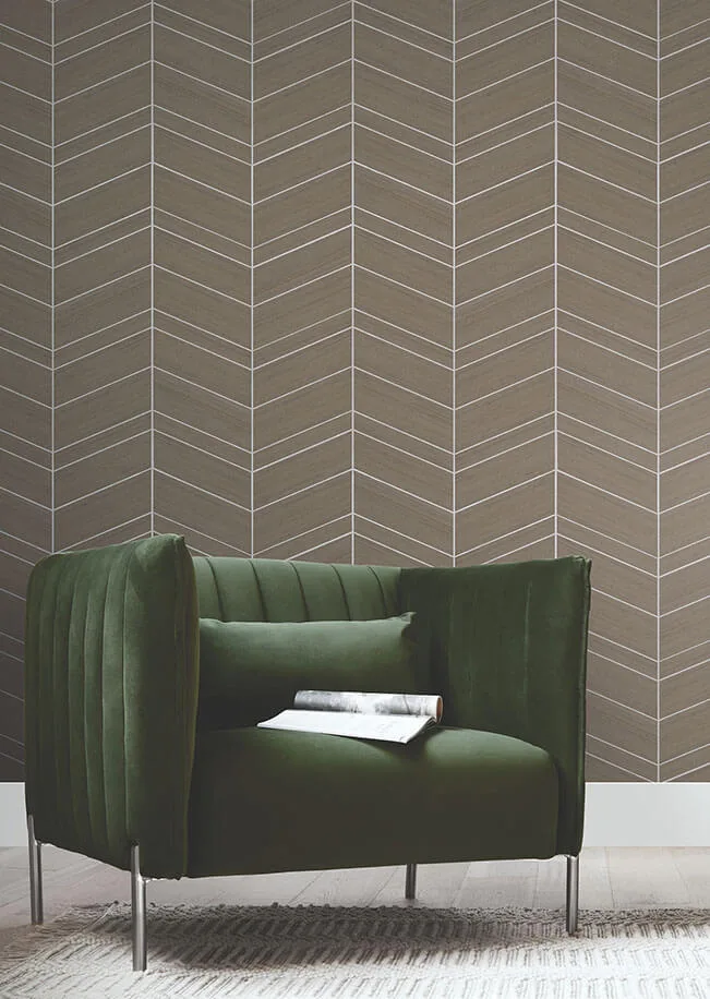 Ronald Redding Chevron Abaca wallpaper, color Cinnamon, SKU YGL7024