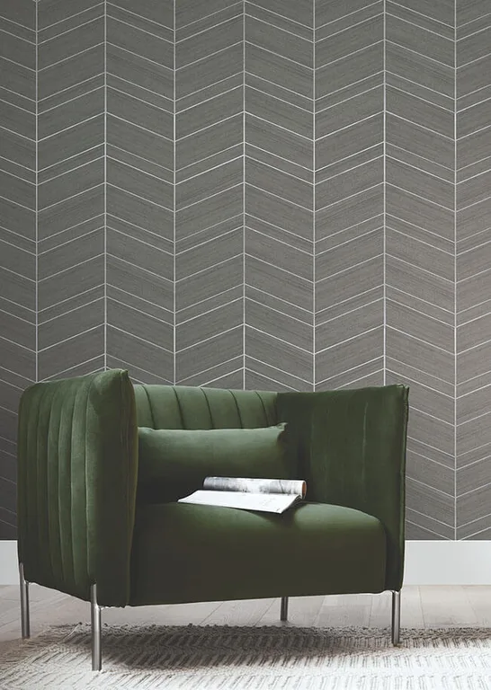 Ronald Redding Chevron Abaca wallpaper, color Portabella, SKU YGL7035