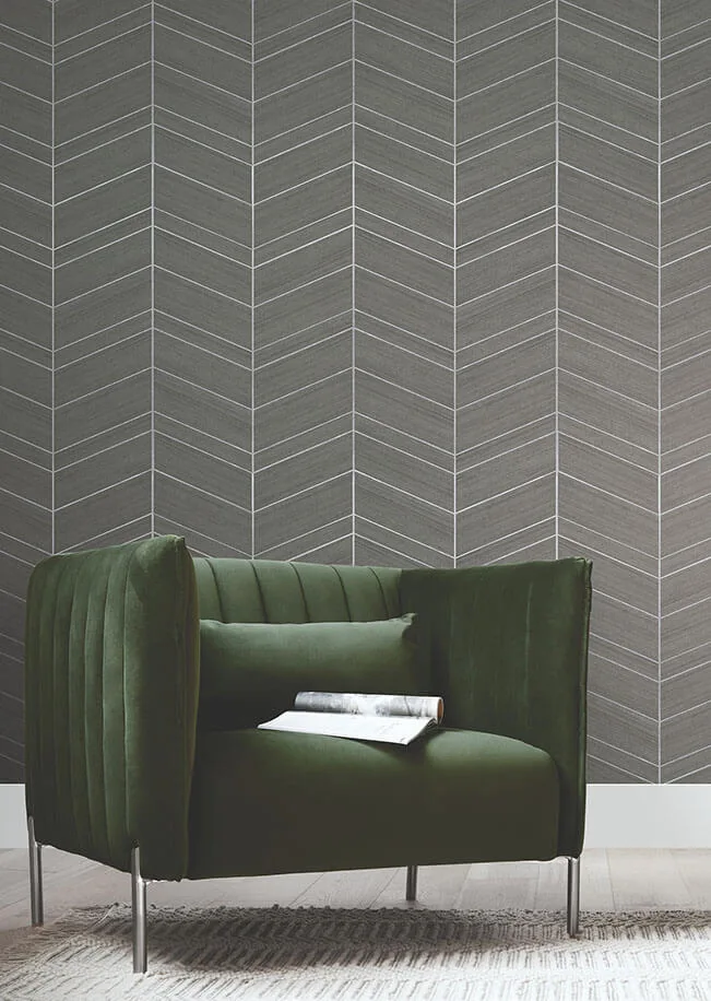 Ronald Redding Chevron Abaca wallpaper, color Portabella, SKU YGL7035
