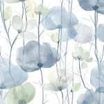 Ronald Redding Cotswolds Poppies - Blue Wallpaper | Buy Online Ronald Redding Cotswolds Poppies wallpaper, color Blue, SKU VR1535