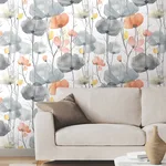 Ronald Redding Cotswolds Poppies - Coral Wallpaper | Buy Online Ronald Redding Cotswolds Poppies wallpaper, color Coral, SKU VR1537