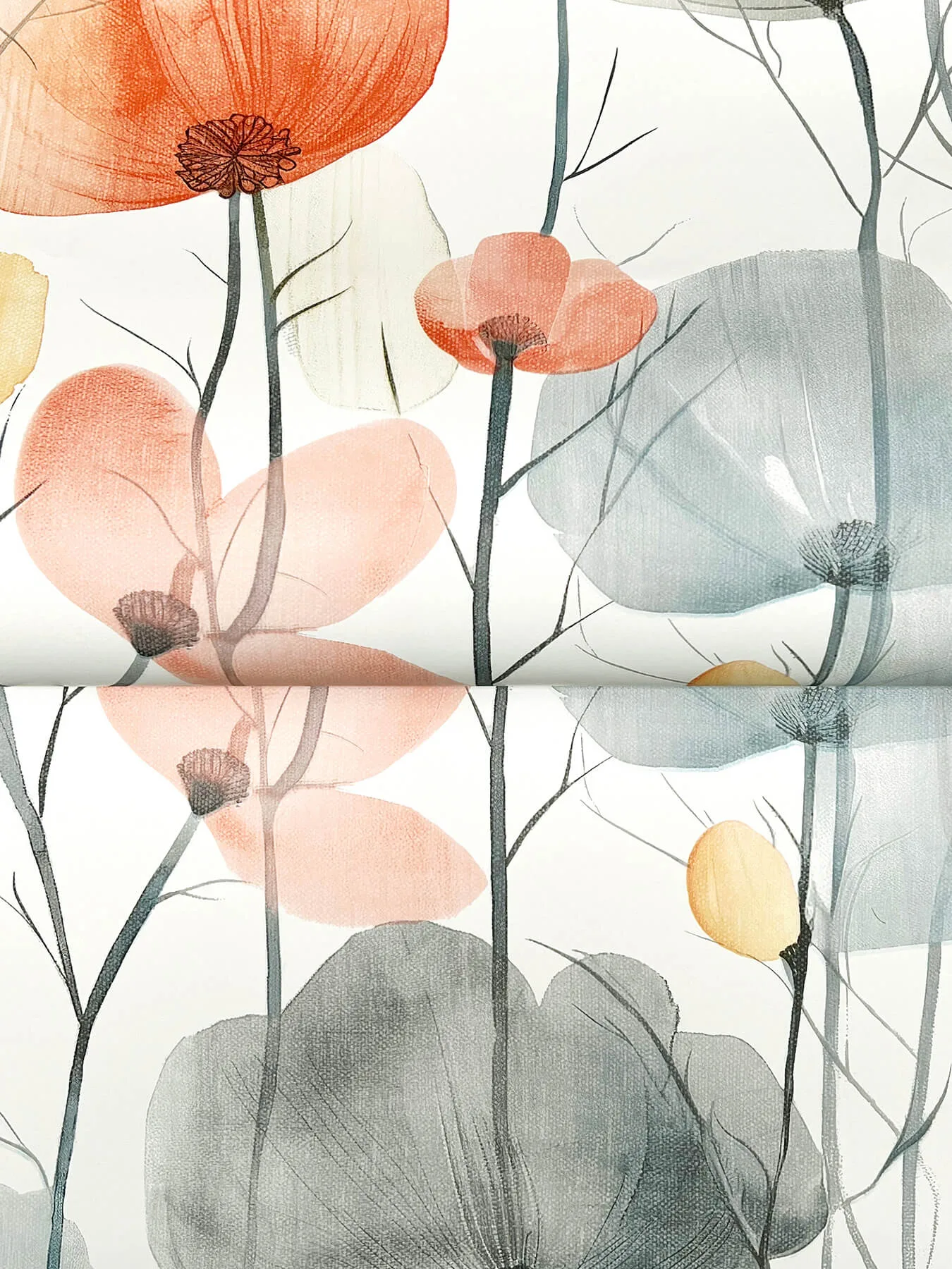 Ronald Redding Cotswolds Poppies - Coral Wallpaper | Buy Online Ronald Redding Cotswolds Poppies wallpaper, color Coral, SKU VR1537