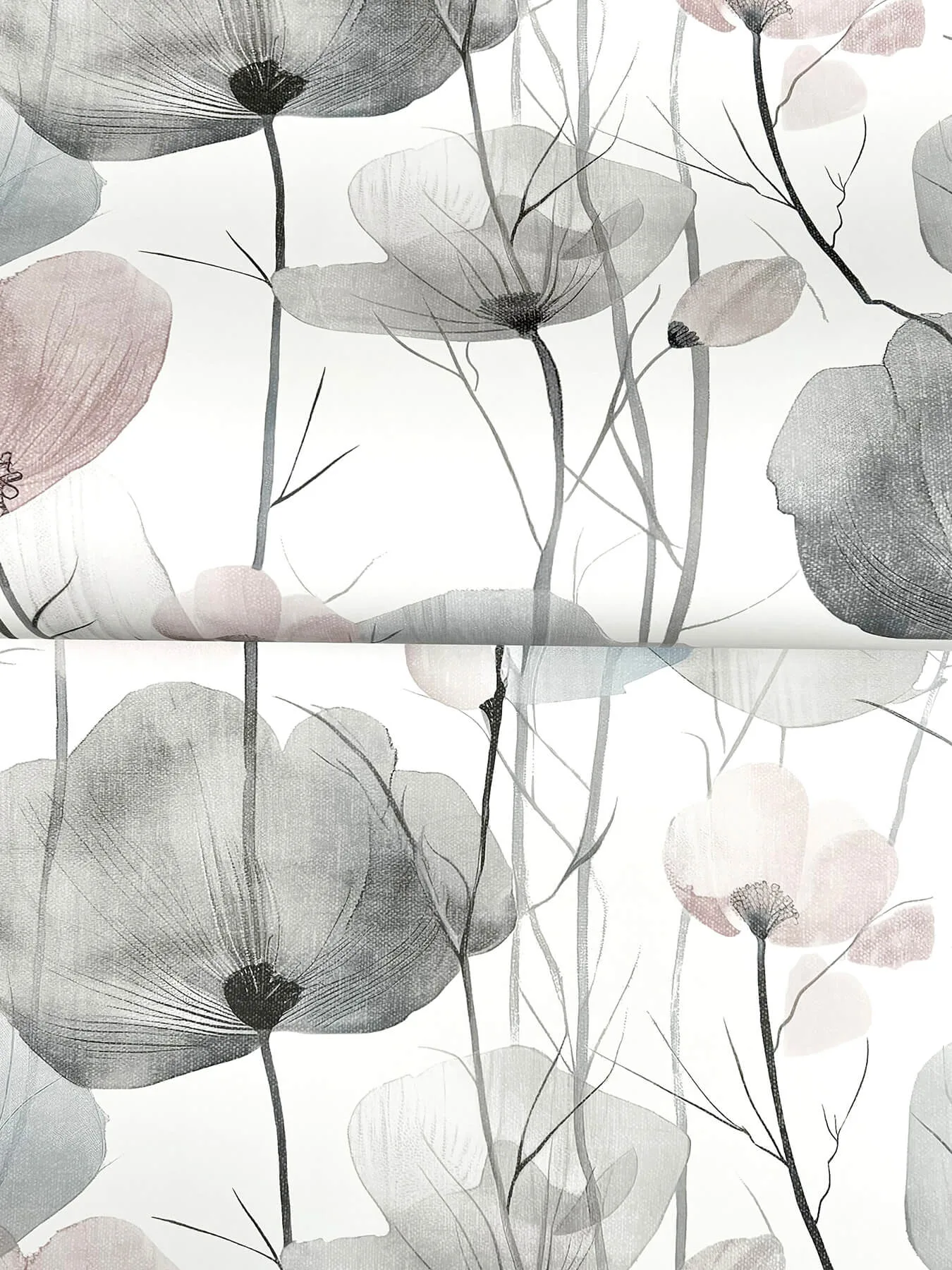 Ronald Redding Cotswolds Poppies - Grey Wallpaper | Buy Online Ronald Redding Cotswolds Poppies wallpaper, color Grey, SKU VR1534