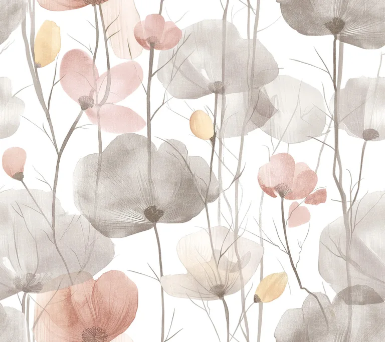 Ronald Redding Cotswolds Poppies wallpaper, color Pastel, SKU VR1538