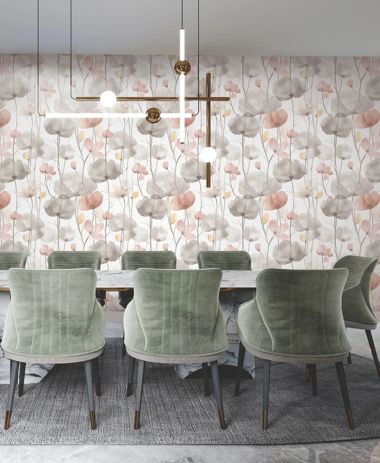 Ronald Redding Cotswolds Poppies wallpaper, color Pastel, SKU VR1538