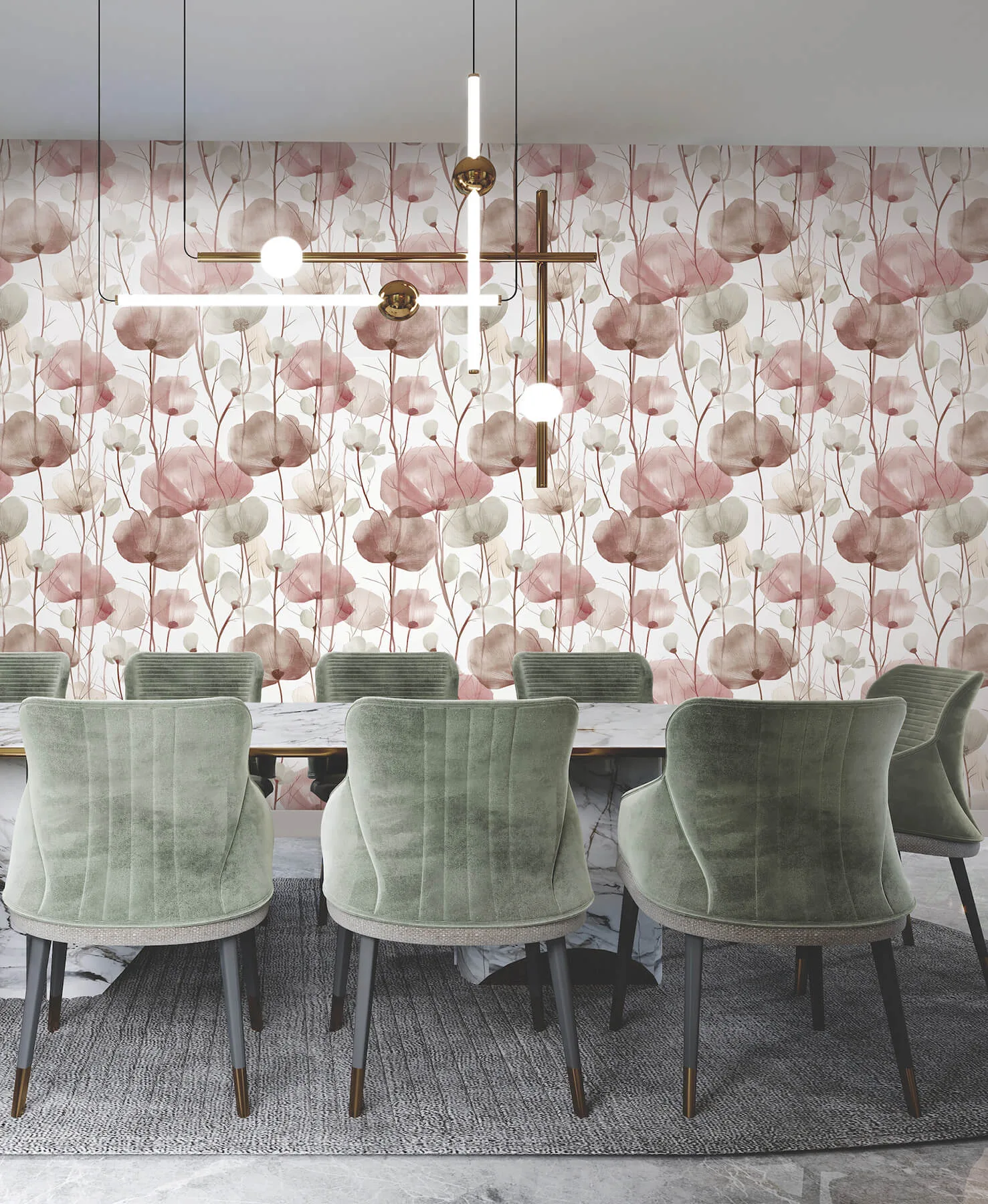 Ronald Redding Cotswolds Poppies wallpaper, color Red, SKU VR1536