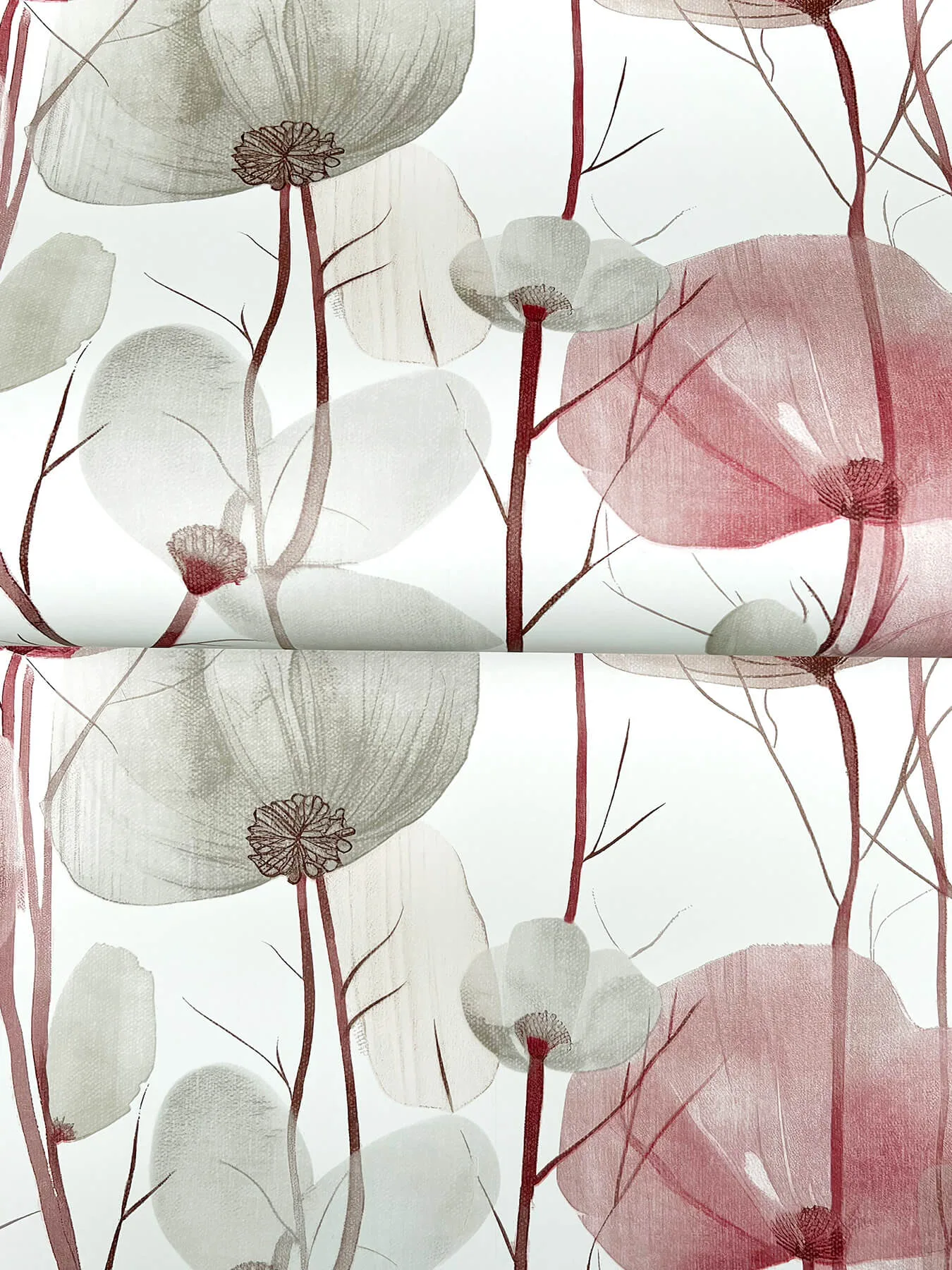 Ronald Redding Cotswolds Poppies wallpaper, color Red, SKU VR1536