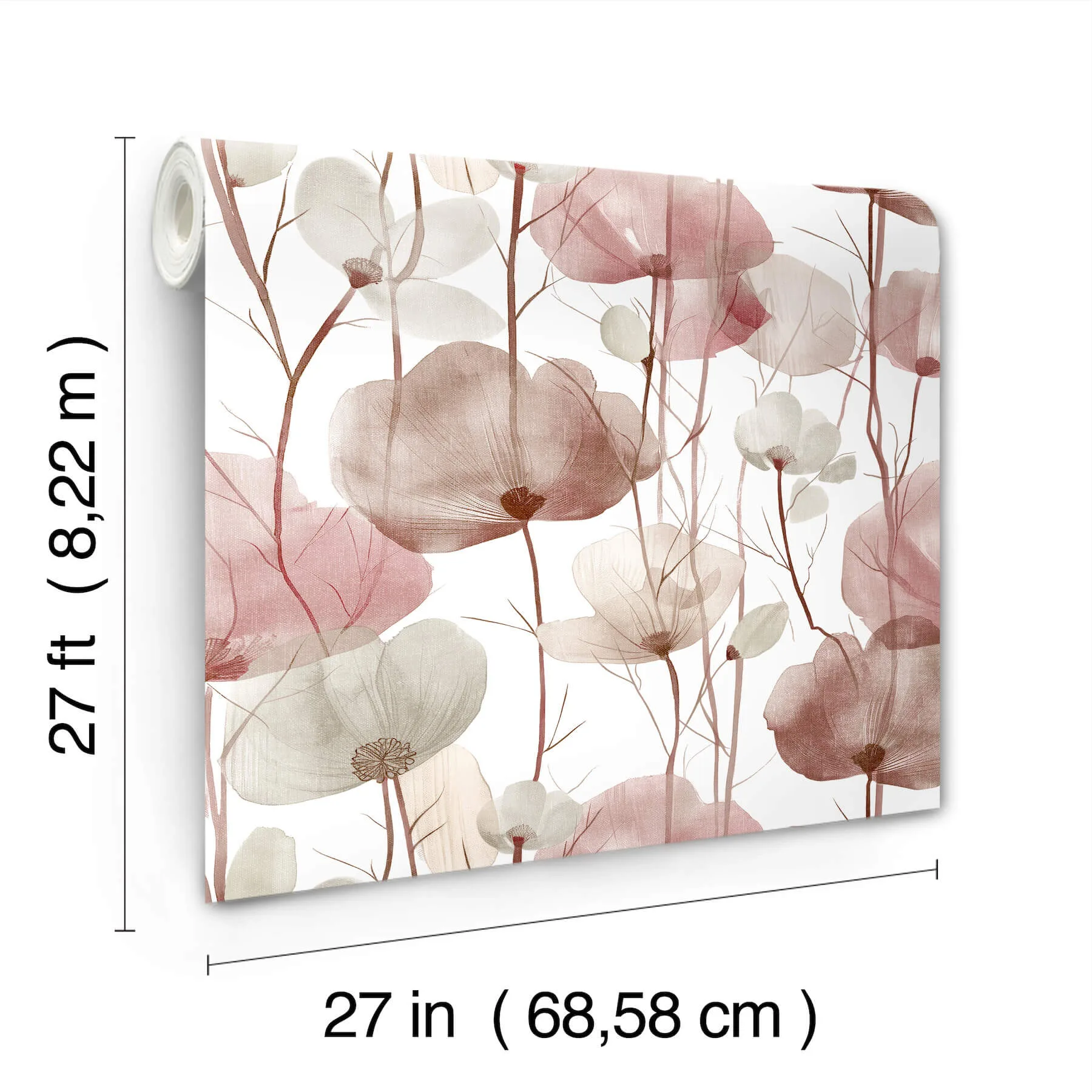 Ronald Redding Cotswolds Poppies wallpaper, color Red, SKU VR1536