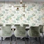 Ronald Redding Cotswolds Poppies wallpaper, color Turquoise, SKU VR1539