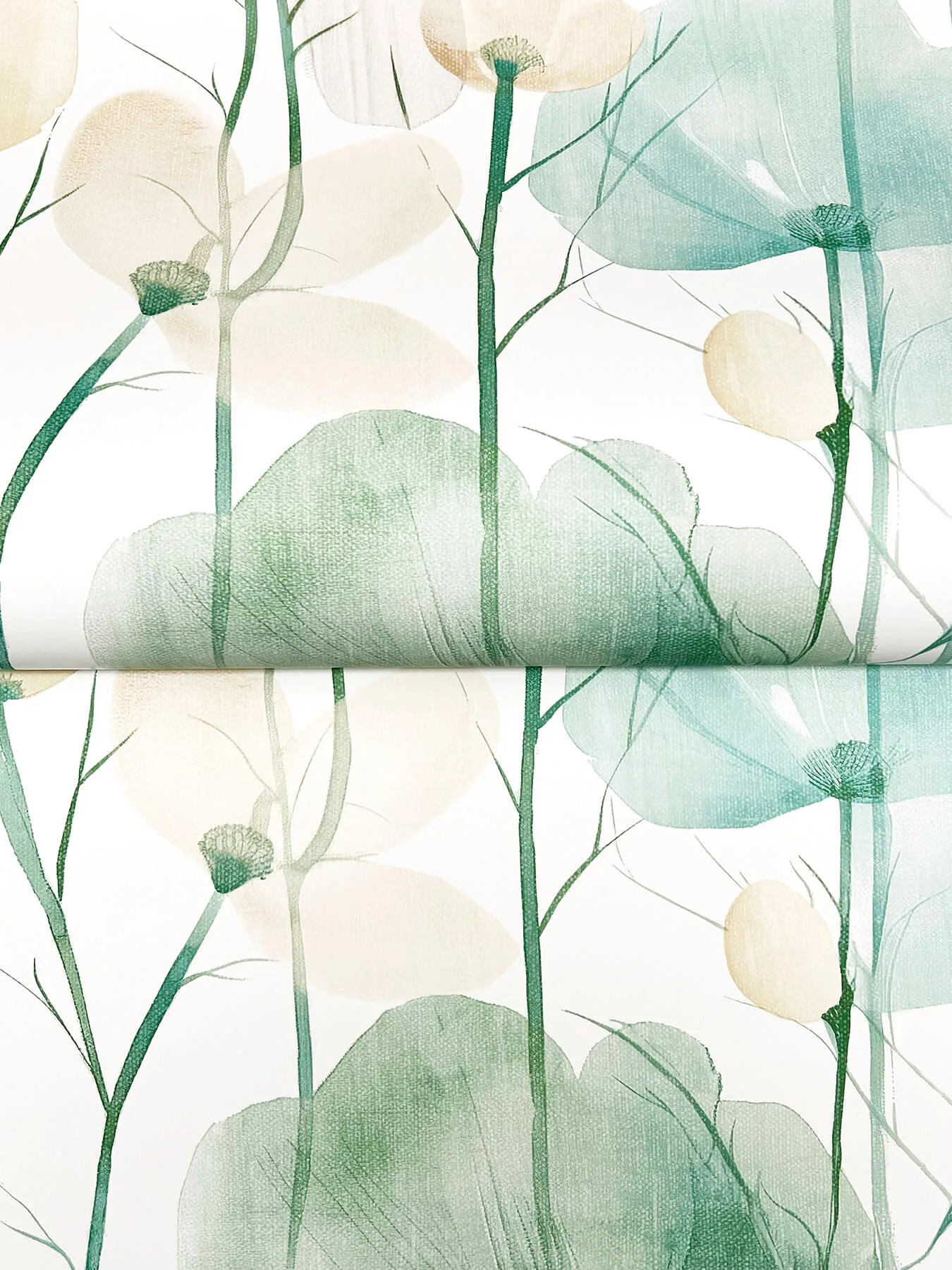 Ronald Redding Cotswolds Poppies wallpaper, color Turquoise, SKU VR1539