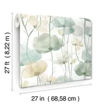 Ronald Redding Cotswolds Poppies wallpaper, color Turquoise, SKU VR1539