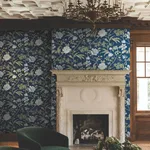 Ronald Redding Courtyard Botanical wallpaper, color Navy, SKU MX9652