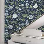 Ronald Redding Courtyard Botanical wallpaper, color Navy, SKU MX9652