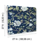 Ronald Redding Courtyard Botanical wallpaper, color Navy, SKU MX9652