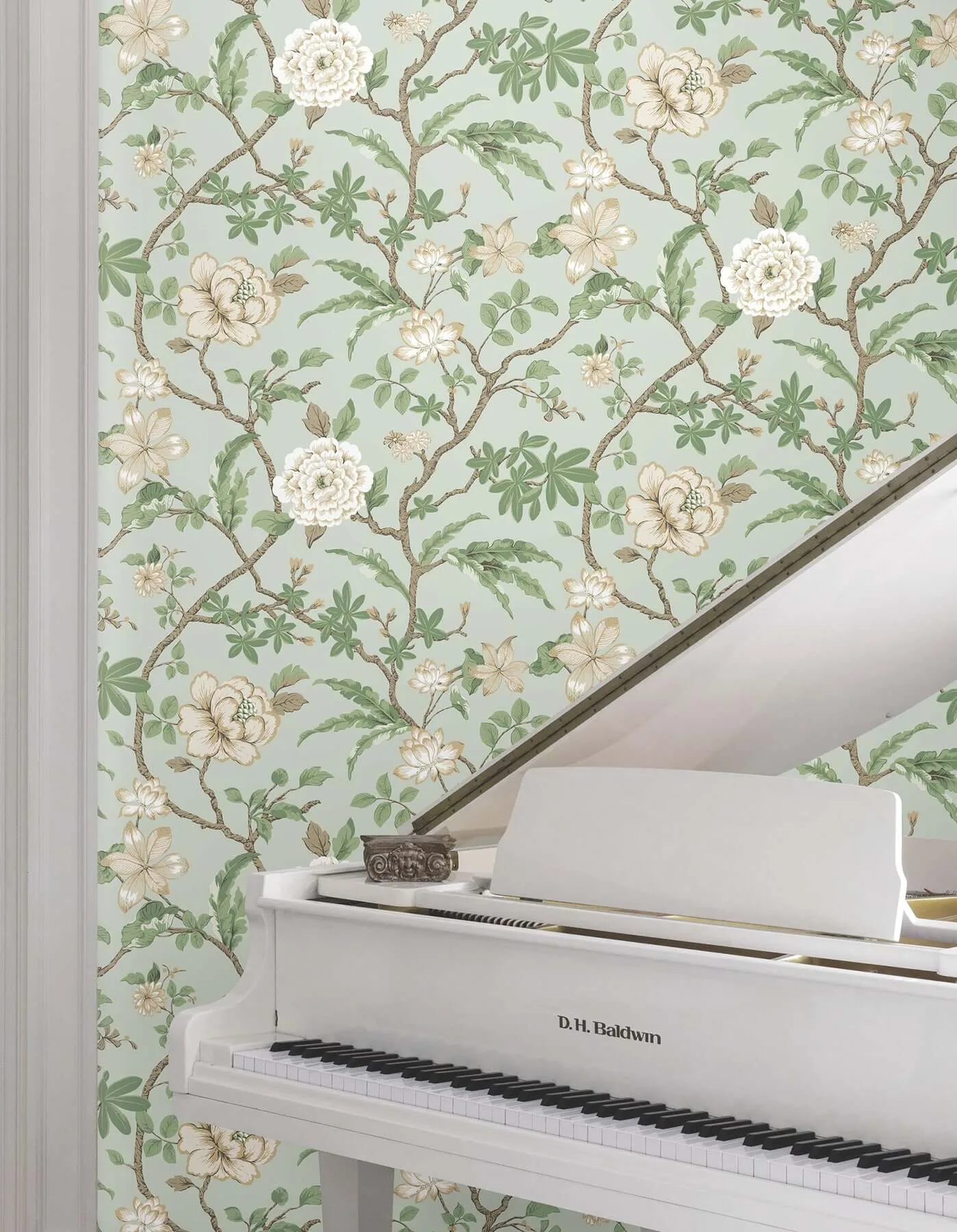 Ronald Redding Courtyard Botanical - Pale Blue Wallpaper | Buy Online Ronald Redding Courtyard Botanical wallpaper, color Pale Blue, SKU MX9654