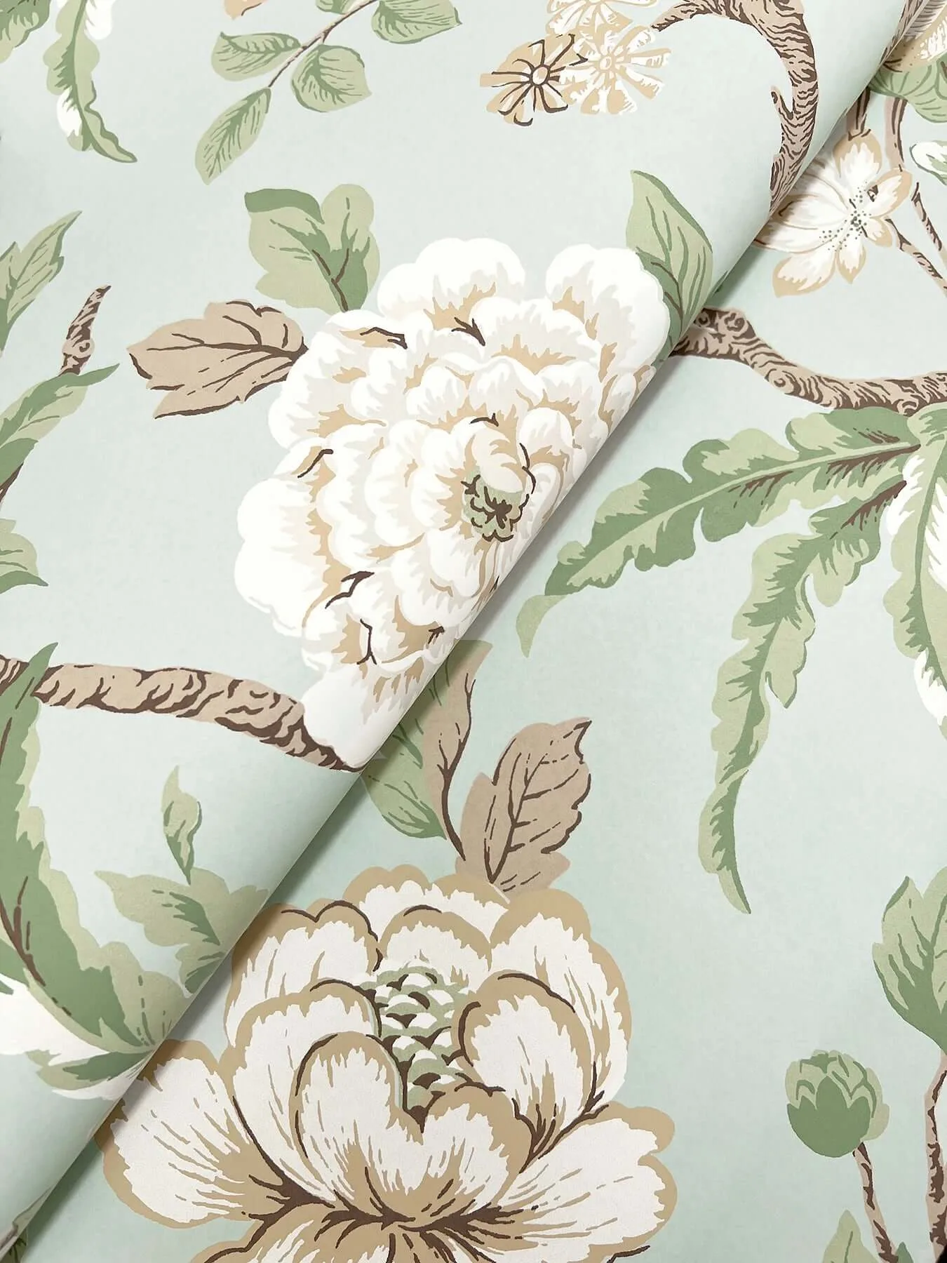 Ronald Redding Courtyard Botanical - Pale Blue Wallpaper | Buy Online Ronald Redding Courtyard Botanical wallpaper, color Pale Blue, SKU MX9654
