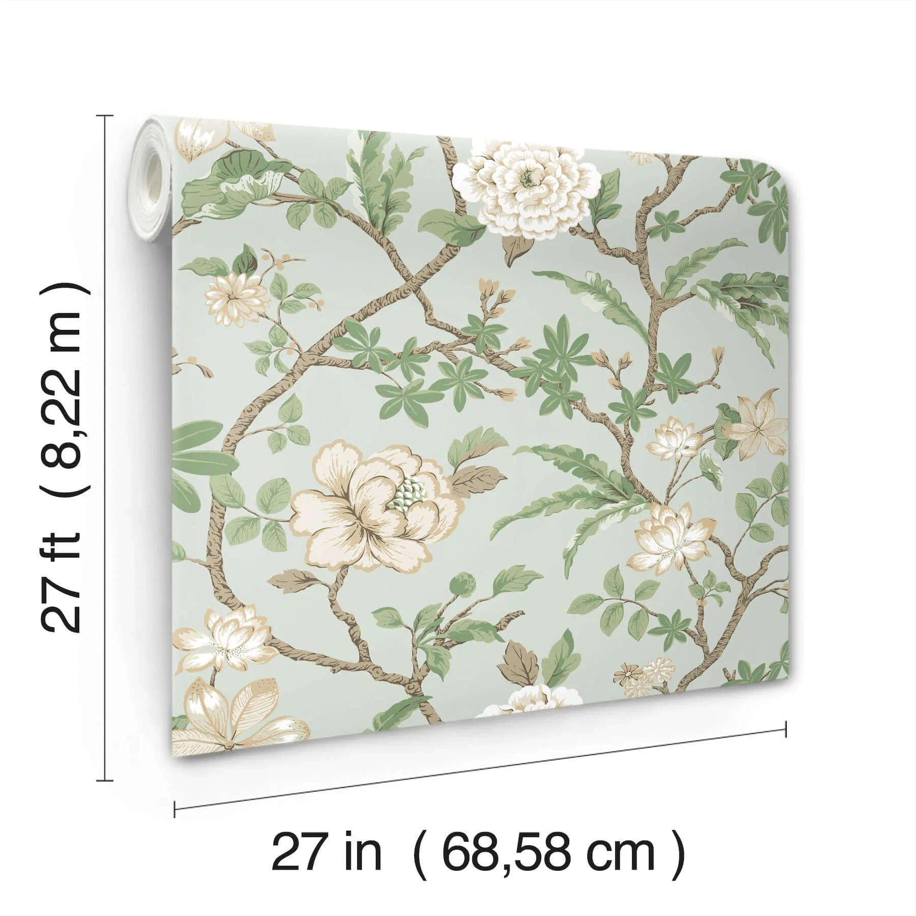 Ronald Redding Courtyard Botanical - Pale Blue Wallpaper | Buy Online Ronald Redding Courtyard Botanical wallpaper, color Pale Blue, SKU MX9654