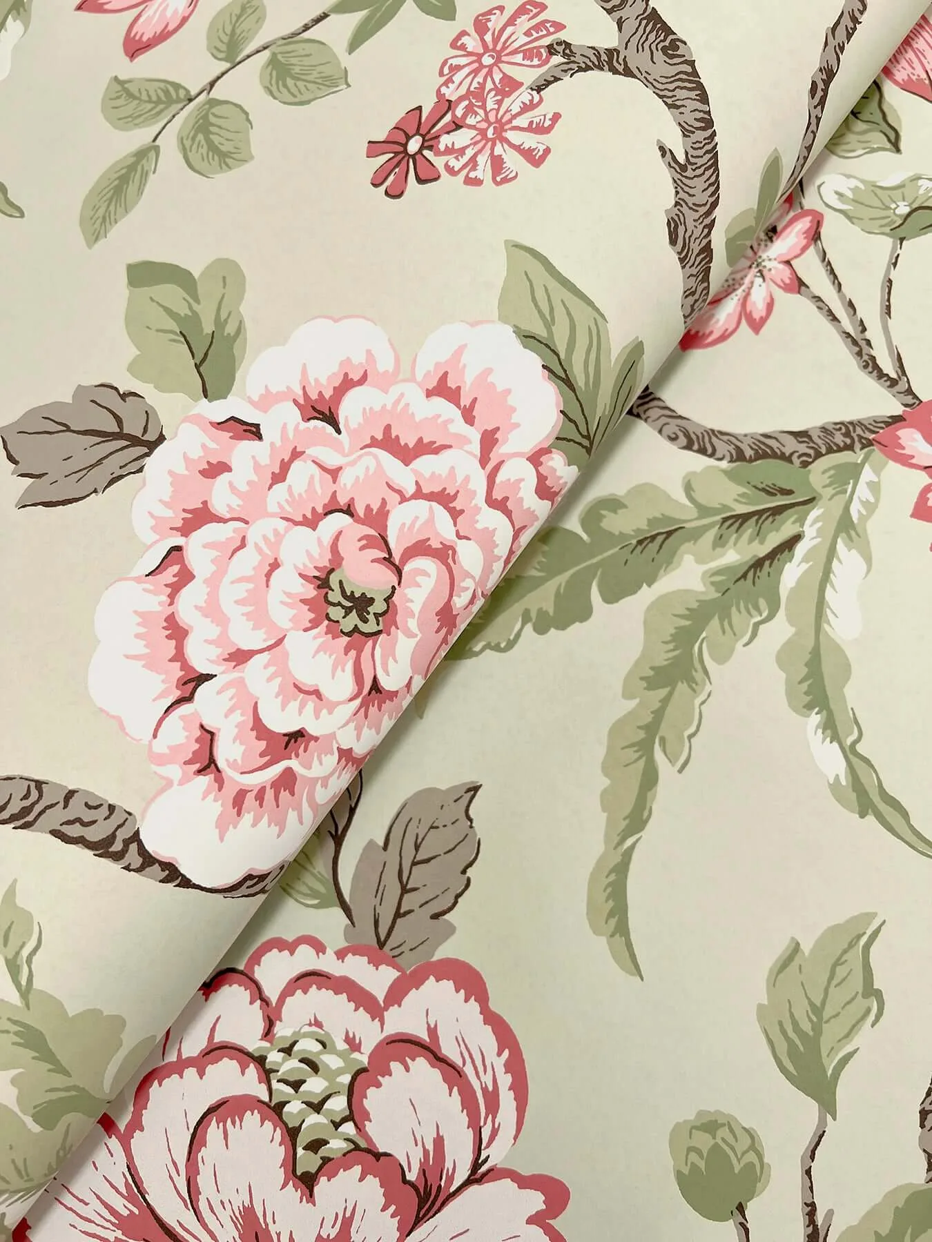 Ronald Redding Courtyard Botanical - Pink Wallpaper | Buy Online Ronald Redding Courtyard Botanical wallpaper, color Pink, SKU MX9653