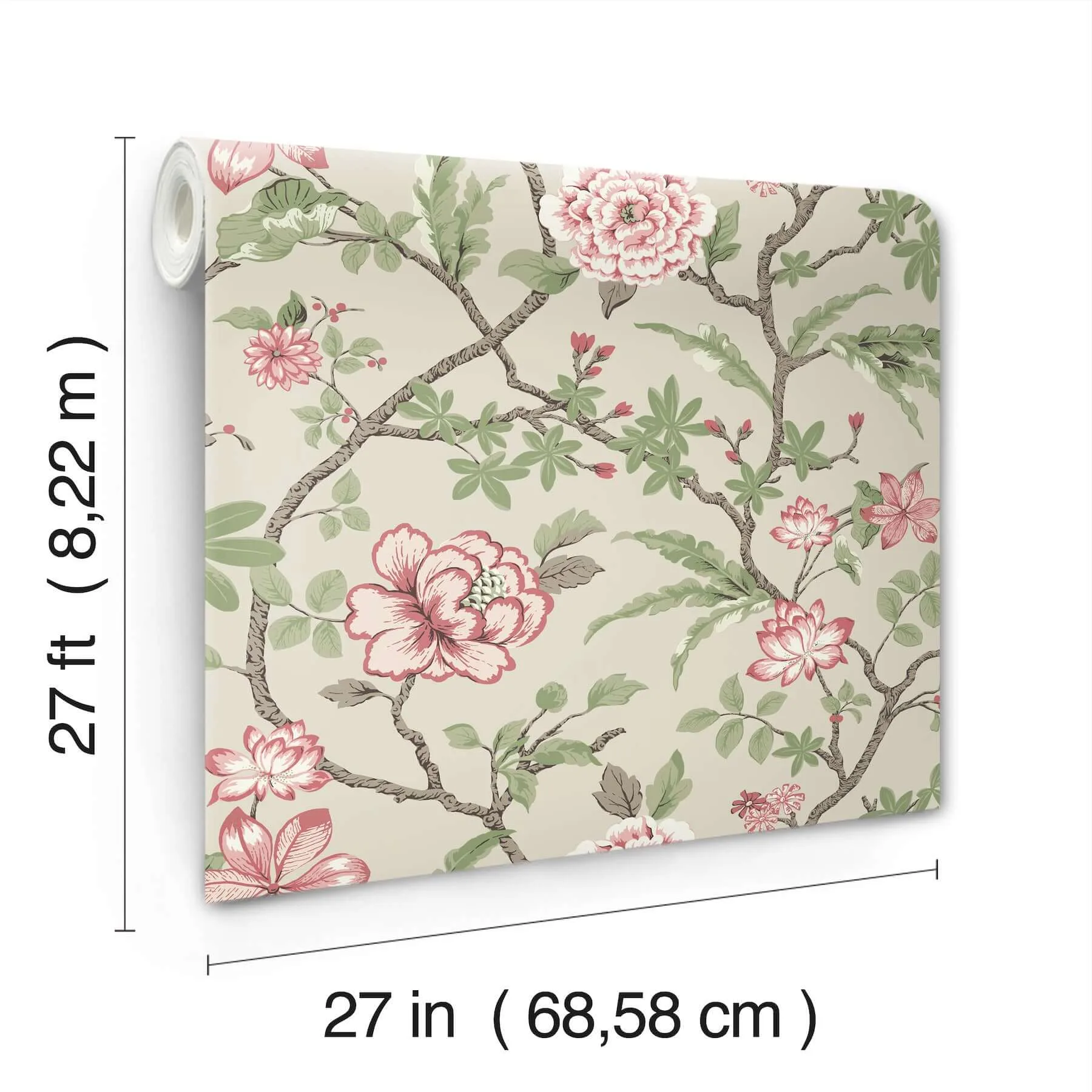Ronald Redding Courtyard Botanical - Pink Wallpaper | Buy Online Ronald Redding Courtyard Botanical wallpaper, color Pink, SKU MX9653