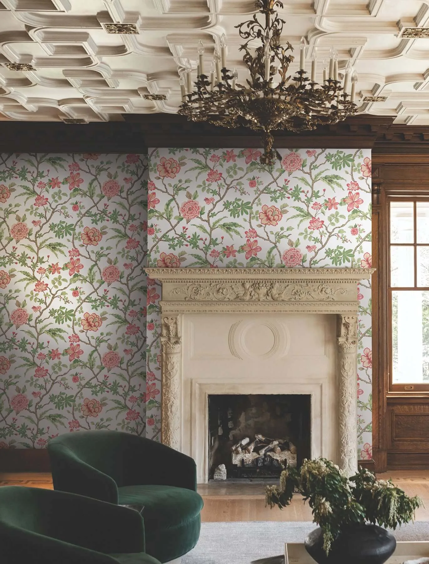 Ronald Redding Courtyard Botanical wallpaper, color Rose, SKU MX9651
