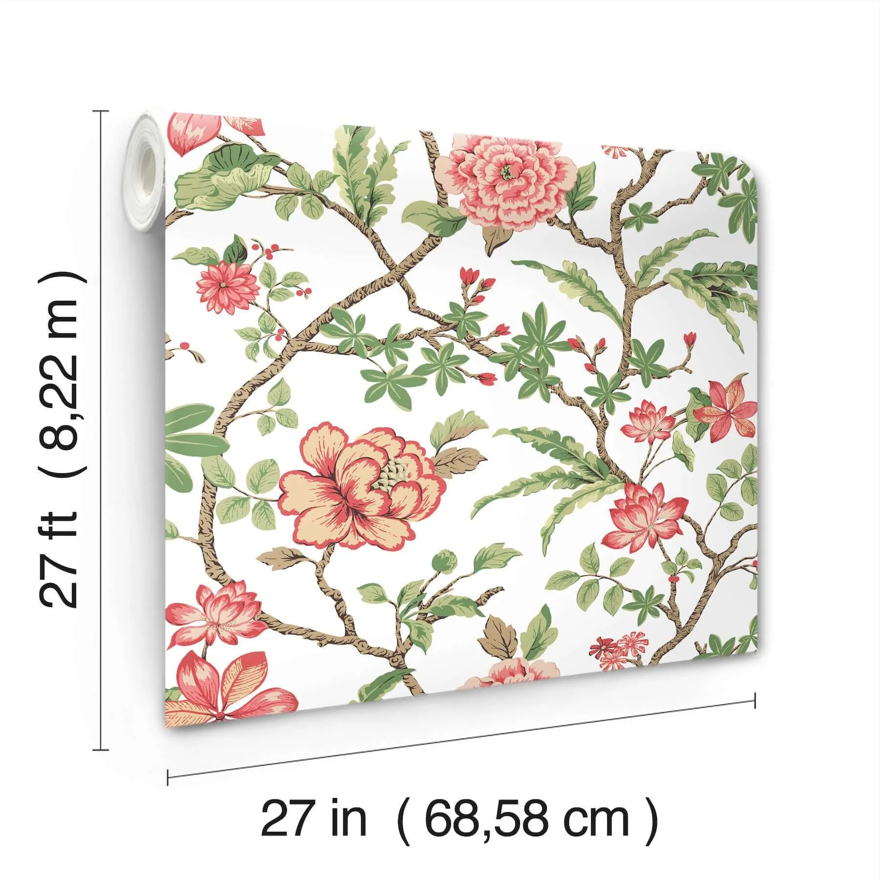 Ronald Redding Courtyard Botanical wallpaper, color Rose, SKU MX9651