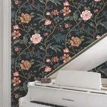 Ronald Redding Courtyard Botanical - Scarlet Wallpaper | Buy Online Ronald Redding Courtyard Botanical wallpaper, color Scarlet, SKU MX9656
