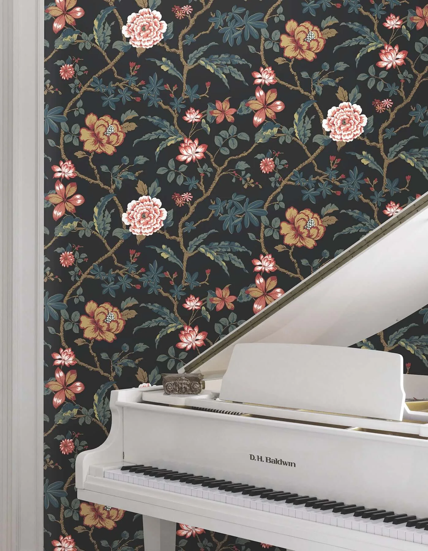 Ronald Redding Courtyard Botanical - Scarlet Wallpaper | Buy Online Ronald Redding Courtyard Botanical wallpaper, color Scarlet, SKU MX9656
