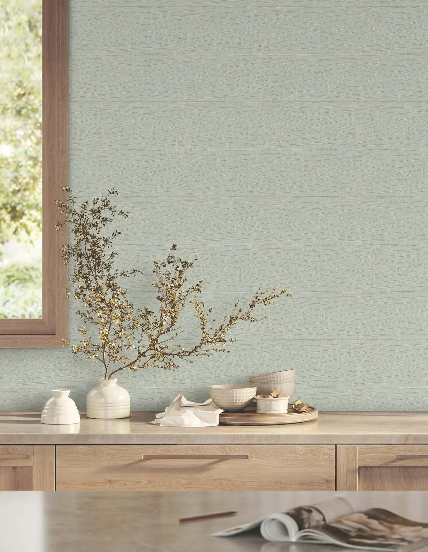 Ronald Redding Daystone wallpaper, color Soft Jade, SKU ZA8012