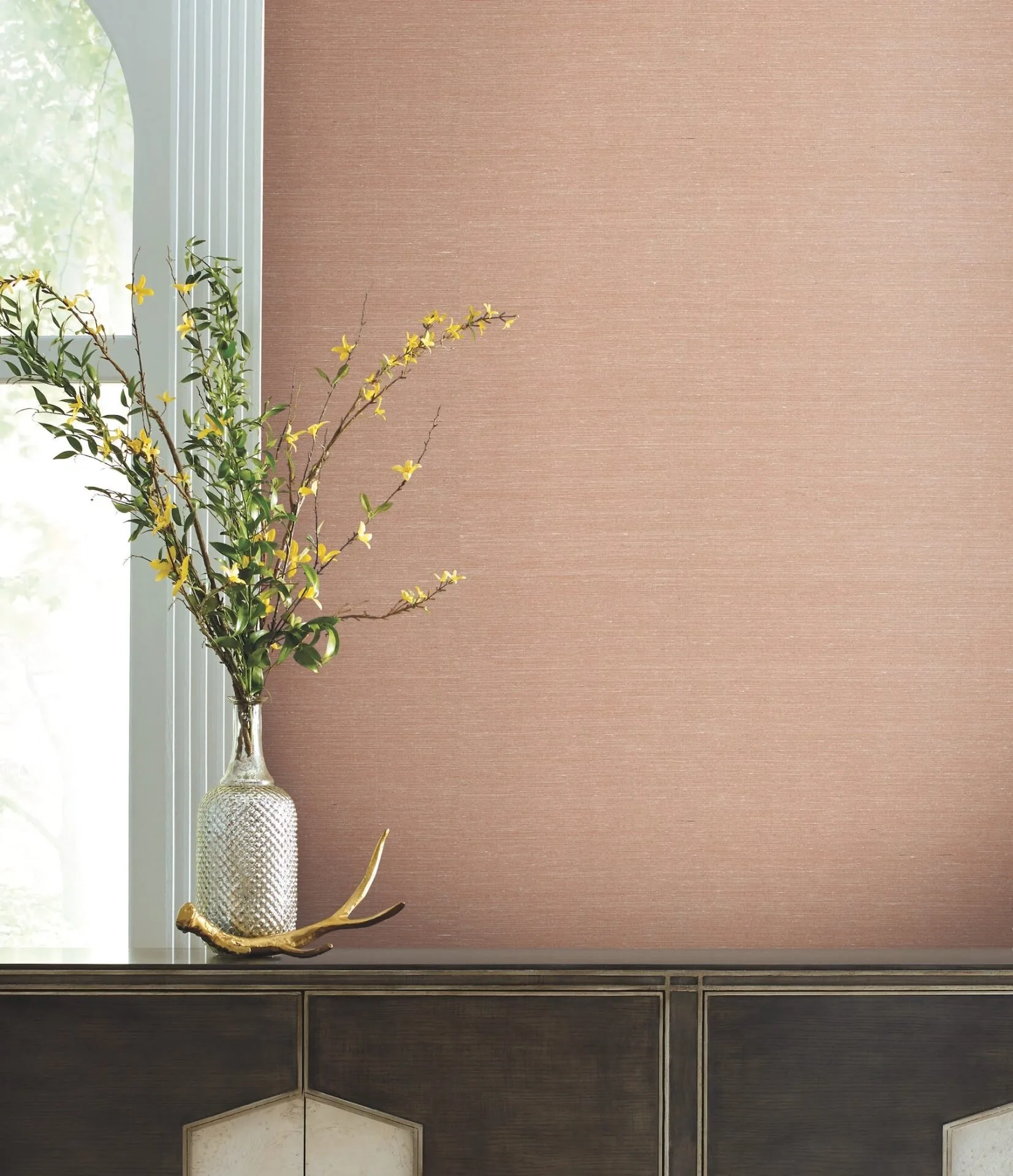 Ronald Redding Delicate Abaca wallpaper, color Brick, SKU GV0281