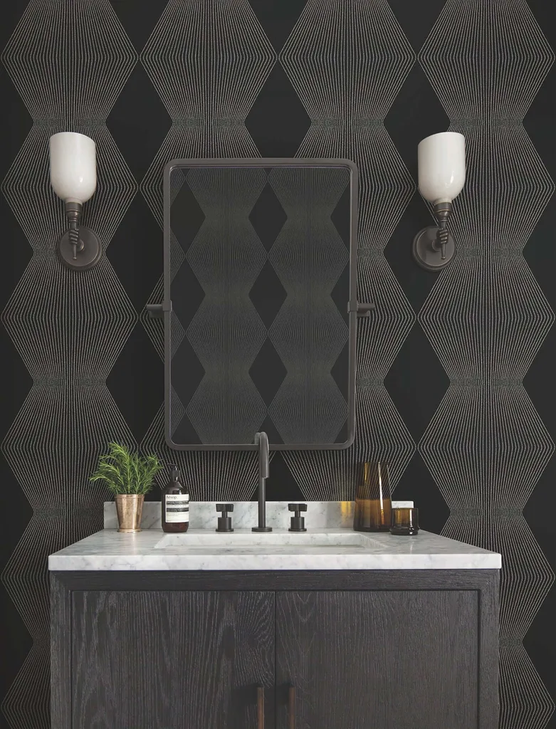 Ronald Redding Diamond Legacy wallpaper, color Black, SKU MX9631