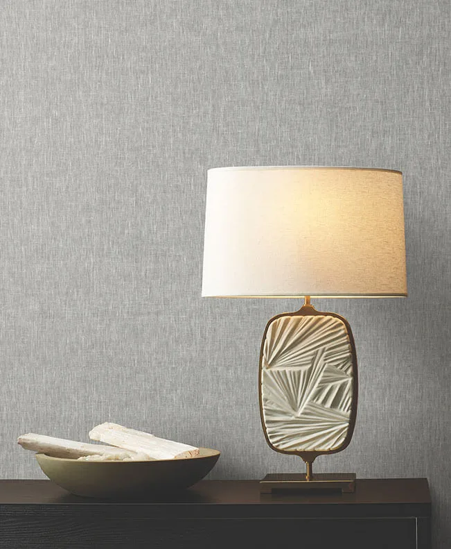 Ronald Redding Sheer Linen wallpaper, color Grey, SKU GRL86135