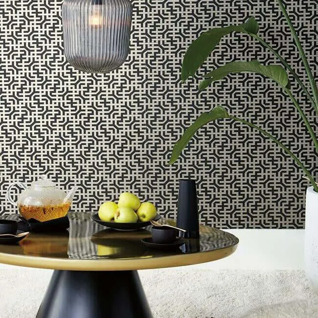 Ronald Redding Dynastic Lattice - Black Wallpaper | Buy Online Ronald Redding Dynastic Lattice wallpaper, color Black, SKU 5801
