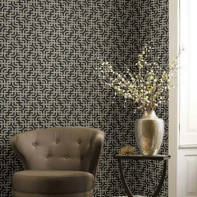 Ronald Redding Dynastic Lattice - Black Wallpaper | Buy Online Ronald Redding Dynastic Lattice wallpaper, color Black, SKU 5801