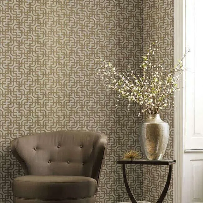 Ronald Redding Dynastic Lattice - Gold Wallpaper | Buy Online Ronald Redding Dynastic Lattice wallpaper, color Gold, SKU 5804