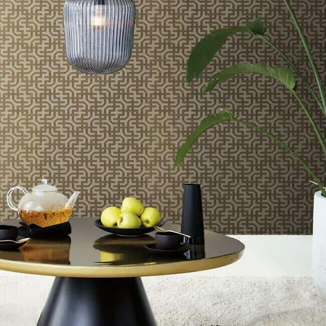 Ronald Redding Dynastic Lattice - Gold Wallpaper | Buy Online Ronald Redding Dynastic Lattice wallpaper, color Gold, SKU 5804