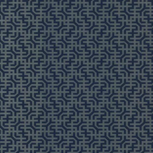 Ronald Redding Dynastic Lattice wallpaper, color Navy, SKU 5800