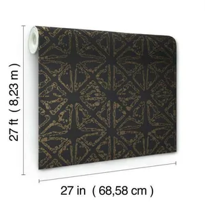Ronald Redding Empire Diamond wallpaper, color Black & Gold, SKU KT2110