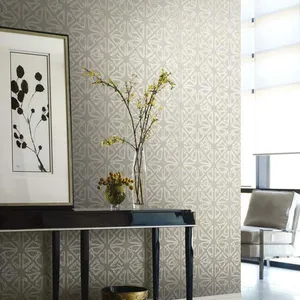 Ronald Redding Empire Diamond wallpaper, color Silver & Taupe, SKU KT2112