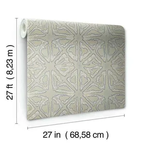 Ronald Redding Empire Diamond wallpaper, color Silver & Taupe, SKU KT2112