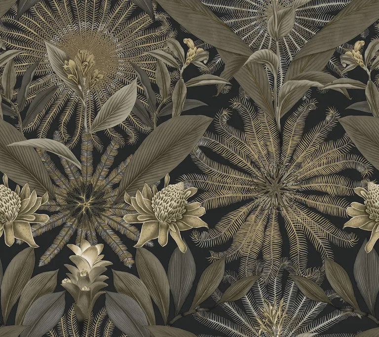 Ronald Redding Enchanted Garden wallpaper, color Black, SKU VR1531