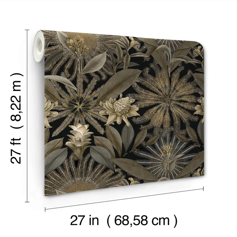 Ronald Redding Enchanted Garden wallpaper, color Black, SKU VR1531