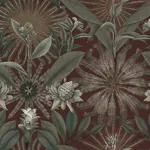 Ronald Redding Enchanted Garden wallpaper, color Maroon, SKU VR1528