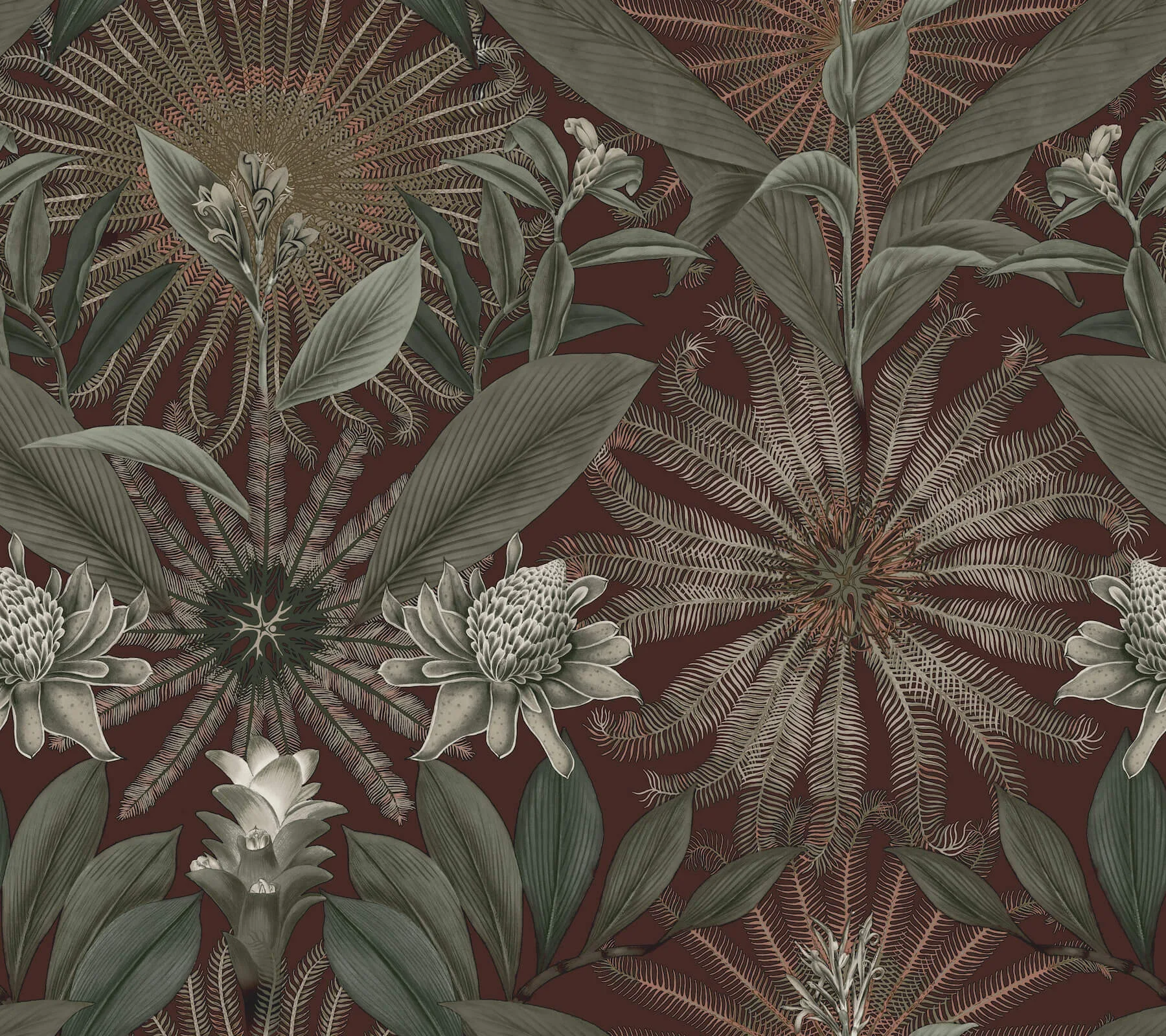 Ronald Redding Enchanted Garden wallpaper, color Maroon, SKU VR1528